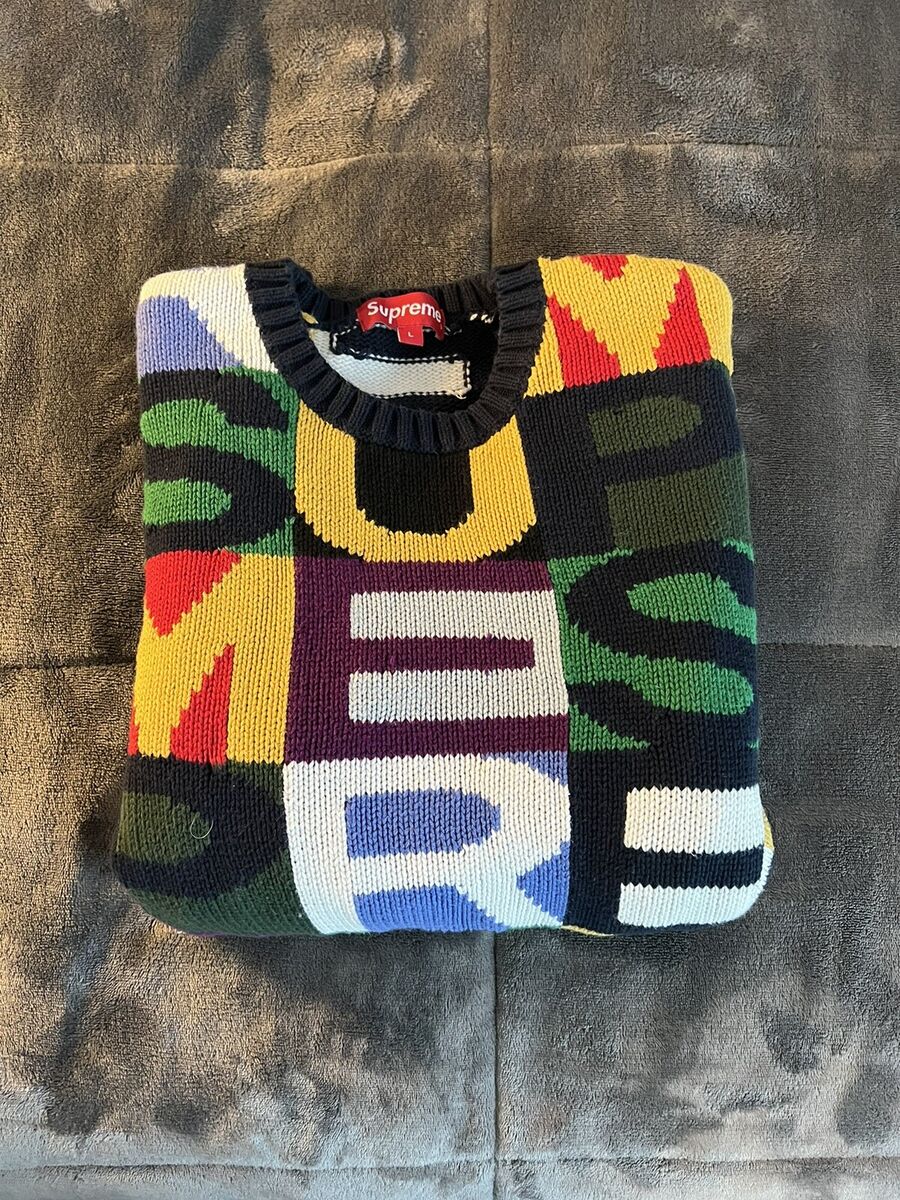 Supreme FW18 Big Letters Sweater - Multicolor Size L (Large Supreme FW18 Big Letters Sweater - Multicolor Size L (Large