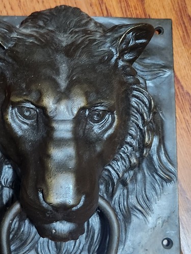 RBF 8LB Lion Face Doorbell Bronze Jungle King Knocker Wildlife Theme Cat New - Picture 6 of 14