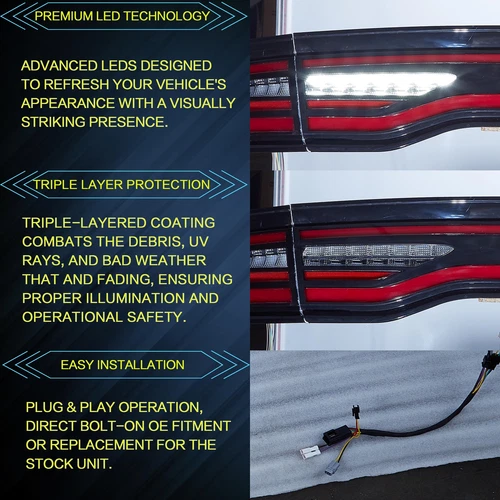VLAND LED Tail lights Fit 2011-2014 Dodge Charger DRL Sequential & Animation L+R - Bild 4 von 9