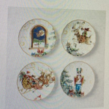 Williams Sonoma Twas The Night Before Christmas Salad Plates Set of 4 Mixed NEW