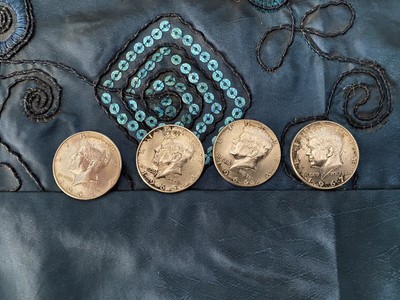 Plettro Per Chitarra Originale In Moneta USA 1965-1969 Mezzo Dollaro Kennedy 40% Argento - Foto 2