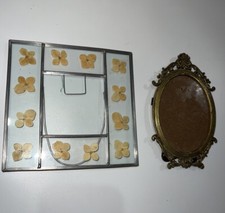 Picture Frame lot of 2 Dried Pressed Flowers Glass Frame  Victorian Style