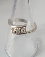 Gorgeous Sparkling Three Clear/ White Stones Ring 925 Silver Size Q~Q1/2 #20723