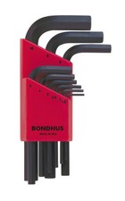 1.5mm-10mm Hex End Short Arm L-Wrench Set 9pcs w/ProGuard  Bondhus USA 12299