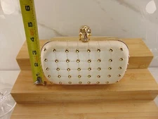 GOLD Skull Clutch OR SHOULDER purse WITH GOLD STUDS RARE IN GREAT SHAPE
