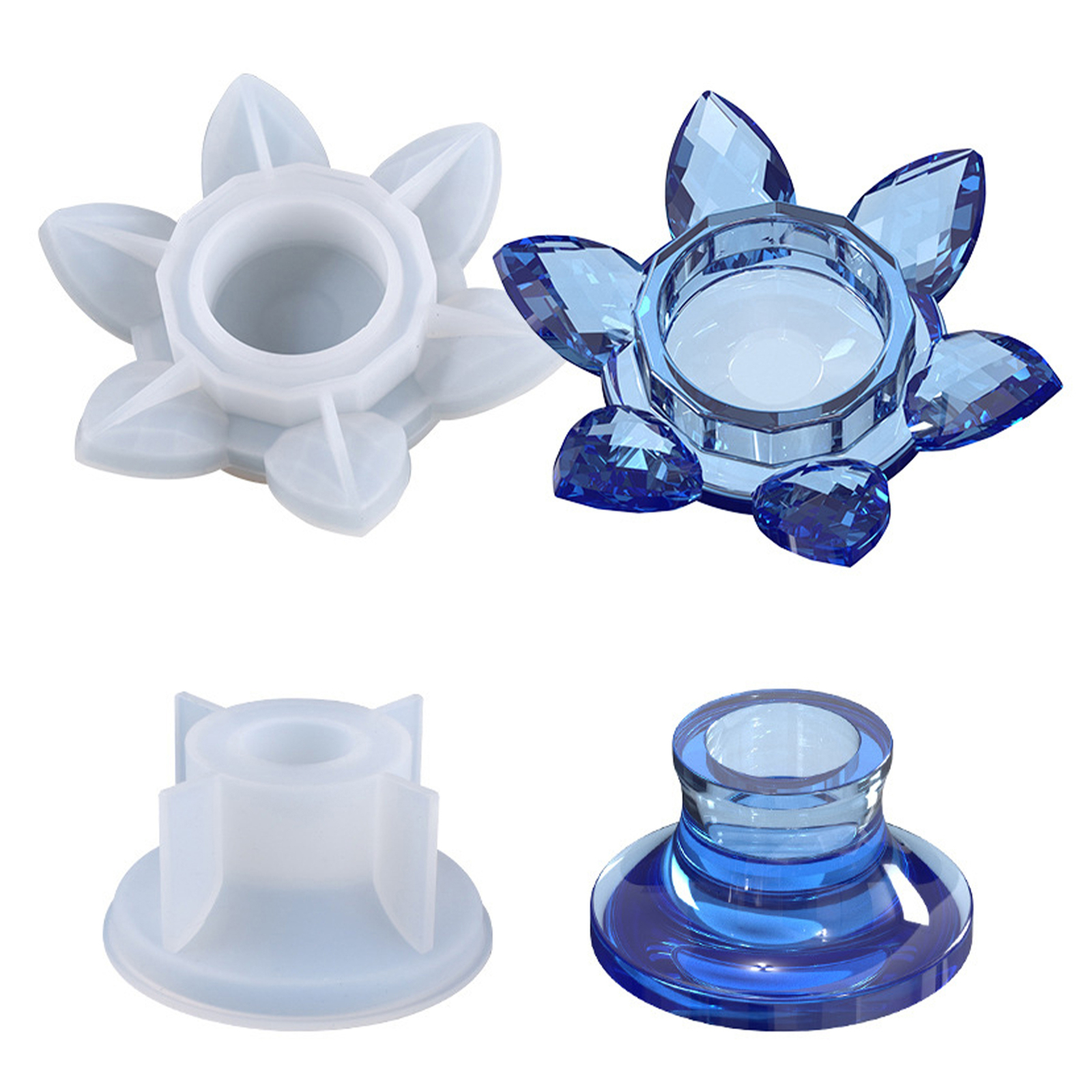 Candles Resin Mold Convenient Easy to Clean Flower Candlestick Epoxy Casting-image