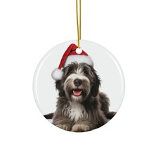 Hanging Ceramic Christmas Tree Ornament - Bergamasco Sheepdog Puppy Design