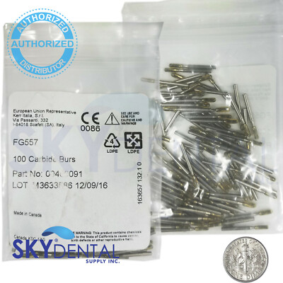 Kerr FG557 Carbide Burs Beavers (100-10 Pack) Flat End Cross Cut Fissure