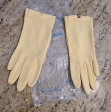 Vintage Womens Size XS-S 6 Yellow Nylon Formal 7.5" Gloves Bow Wrist