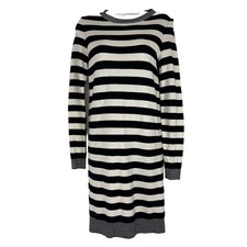 Joe Fresh Sweater Dress Women's Small Long Sleeve Black White Striped Above Knee