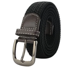 Mens Plus Size Belts 51'' Casual Braided Elastic Stretch Fabric Woven Web Bel...