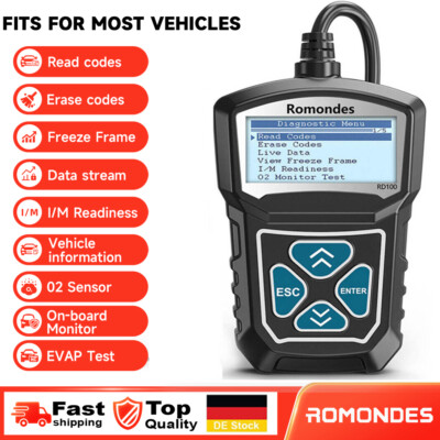 Romondes RD100 Profi KFZ OBD2 Diagnosegerät Fehlerauslesegerät Auto Scanner DE