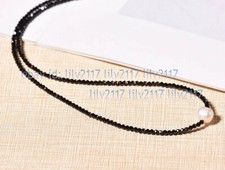 Faceted 3mm Bright Black Spinel Gems 6-7mm Akoya White Pearl Necklace 14-36''