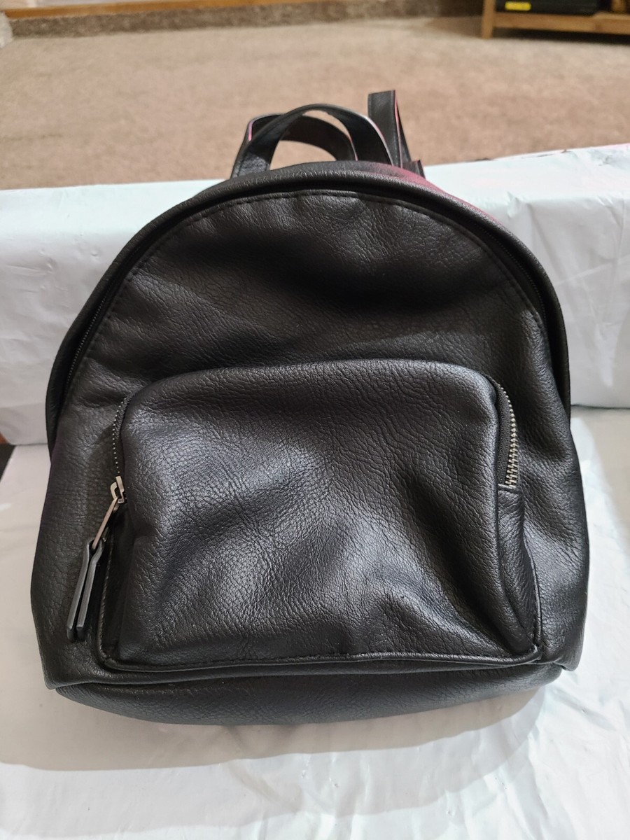 black faux leather backpack mini Universal Thread Black Faux Leather Mini Backpack, Adjustable Straps 11x11x4