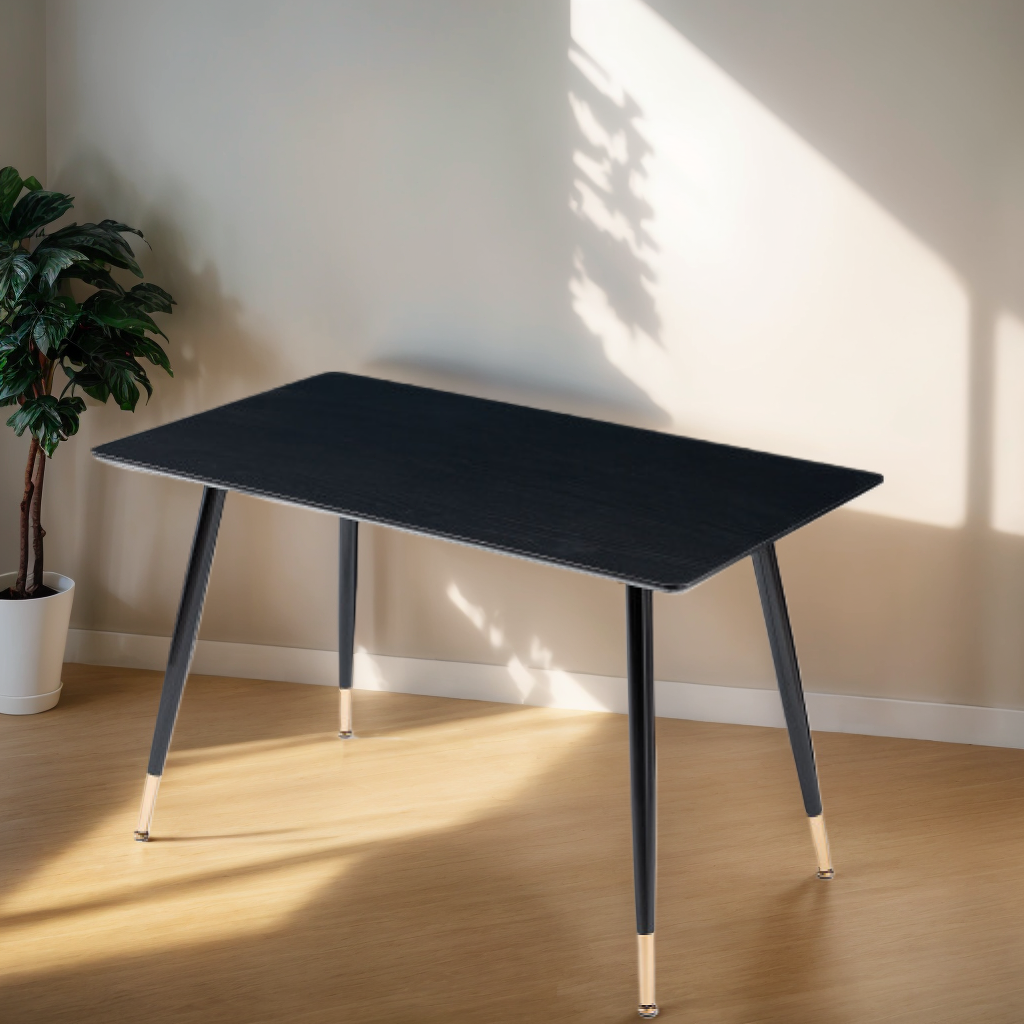 Modern Black MDF Kitchen Dining Table with Smart Home Integration-image