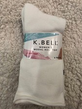K BELL Women's Modal Roll Top Crew Socks, size 5.5-10 Shoe, 6 Pairs Multicolor