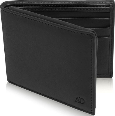 Men's Leather Wallet - Genuine Leather, Slim Modern Design, Credit Card Pockets, Black
