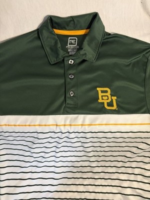 Baylor University Men's Polo Shirt Green White Stripes, Johnnie-O Baylor Bears