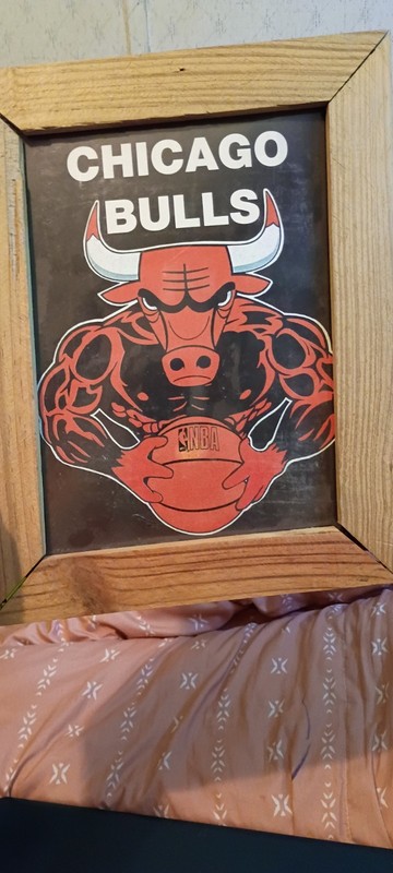 Chicago Bulls NBA Basketball Vintage Wooden Framed Photo Logo Print 