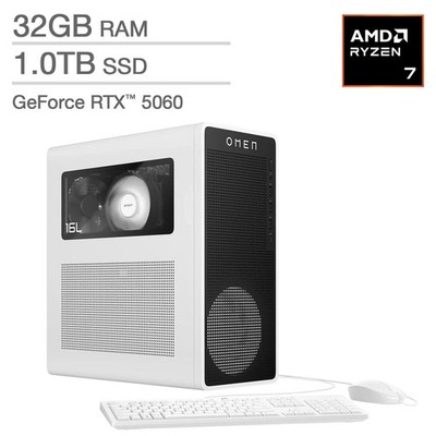 HP OMEN 16L Gaming Desktop PC - AMD Ryzen 7 8700F - NVIDIA GeForce RTX 5060 - 32