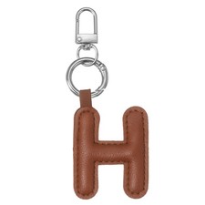 Initial Letter Keychain Cute Leather Keychains with Letter H Brown