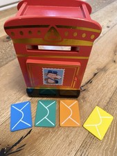 ELC Wooden Post Box / Postbox / Letterbox Playset Toy With 4 Envelopes / Letters