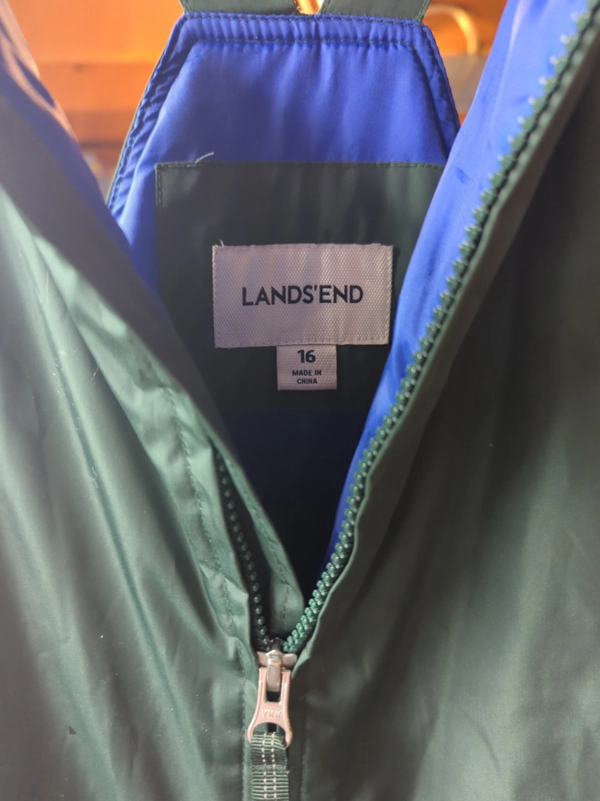 Lands End Green Snow Bibs Overalls Size 16