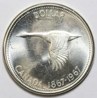 1967 $1 Canada 100th Anniversary .800 Silver Coin - 23.33g - BU - Flying Goose