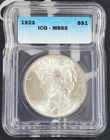 1923-P Peace Dollar S$1 - ICG MS 65