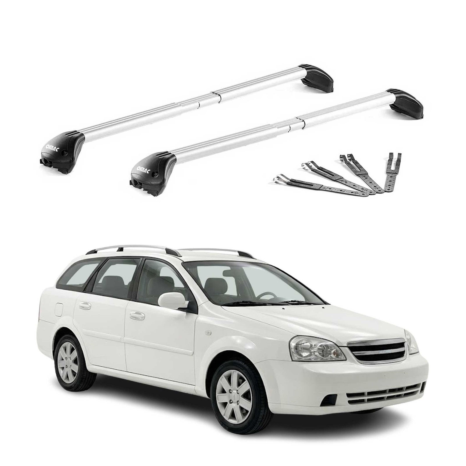 Barres de toit longitudinales Chevrolet Lacetti Break 2002-2011 galerie alu grise