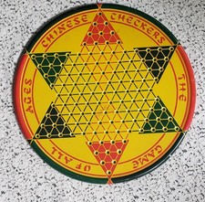 Vintage 1939 Metal Chinese Checkers Game Board Ready To Use Or Hang As Decor 
