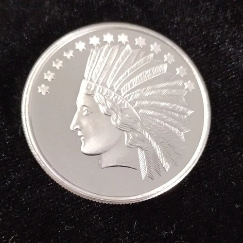SilverTowne 1 oz .999 Fine Silver, Indian Head Round, Uncirculated Sealed Holder