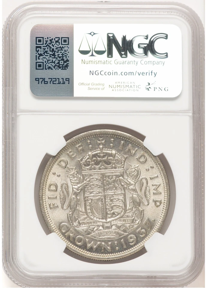 1937 Great Britain Silver Crown George VI Coronation NGC MS62 KM857 S-4078 - Image 2 of 2