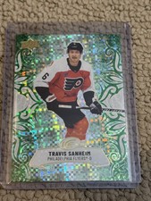 2024-25 UD Ice Base Emerald Green Parallel #58 Travis Sanheim