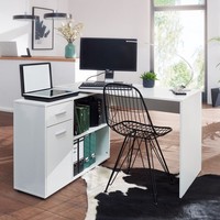 Schreibtisch Computer Eckschreibtisch BüRotisch Regal Winkel Pc BüRo Tisch Weiß