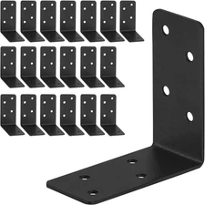 20Pcs Heavy Duty 3X3X1.5In Steel L Bracket - Black 90 Right Angle Joist Shelf Br