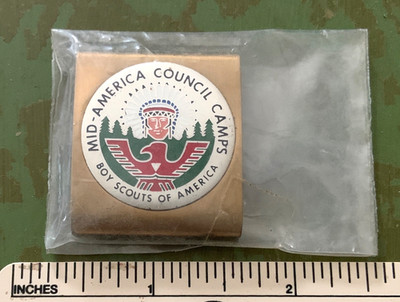 Vintage 1960s MID AMERICA COUNCIL CAMPS Boy Scouts of America BELT LOOP BADGE