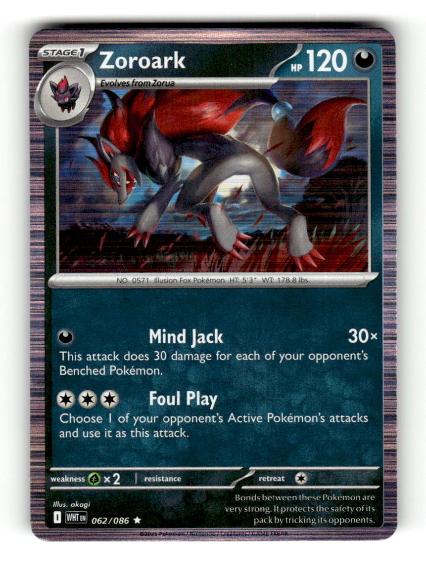Zoroark 062/086 Rare White Flare Pokemon Holo Lightly Played