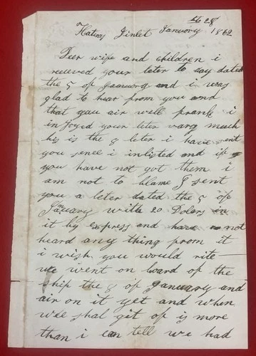 1862 Expecting a Battle in Pamlico Sound  North Carolina Civil War Letter