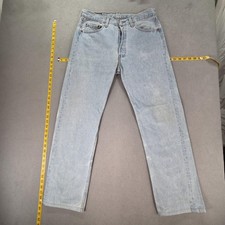 VTG Levis 501 Jeans Mens Blue Light Wash Straight Button Fly Made USA Fits 31x29