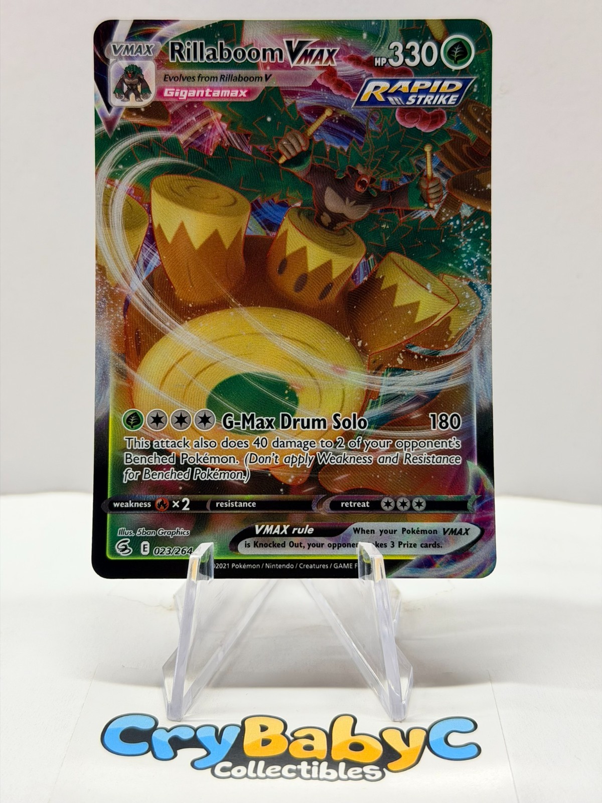 Pokemon Rillaboom VMAX 023/264 Fusion Strike Sword & Shield ULTRA RARE