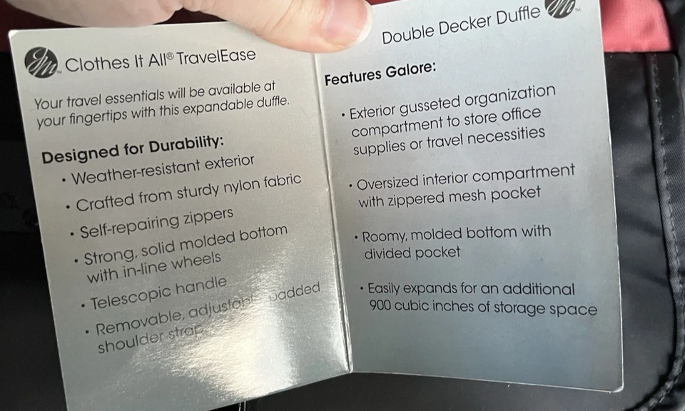 ¡Nuevo! Bolsa de Lona Ropa Todo Doble Piso Equipaje Milán Maleta con Ruedas Roja Foto 3 de 4