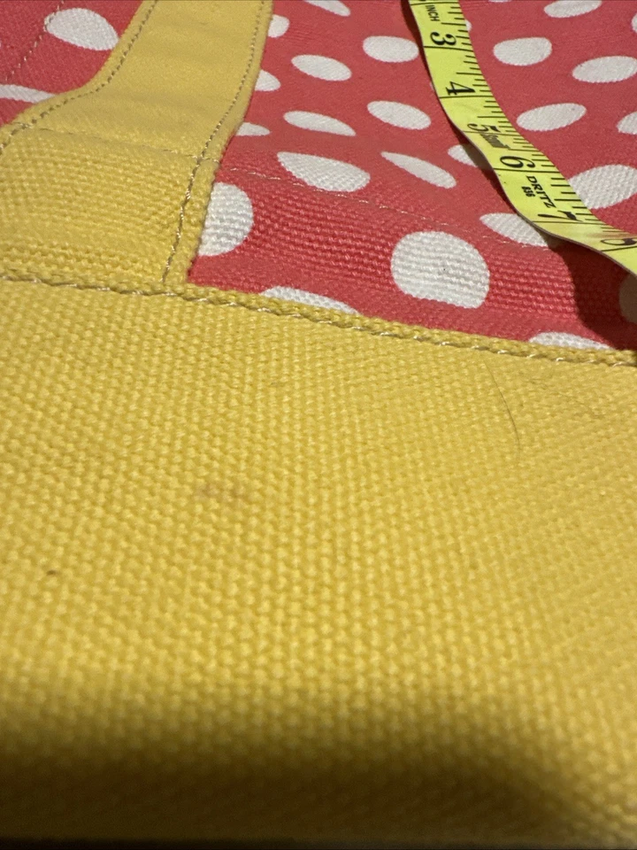 Bolso de Lona J Crew Rosa Amarillo Bolso de Lunares Compras Playa Comestibles Bolsa de Viaje Foto 4 de 4