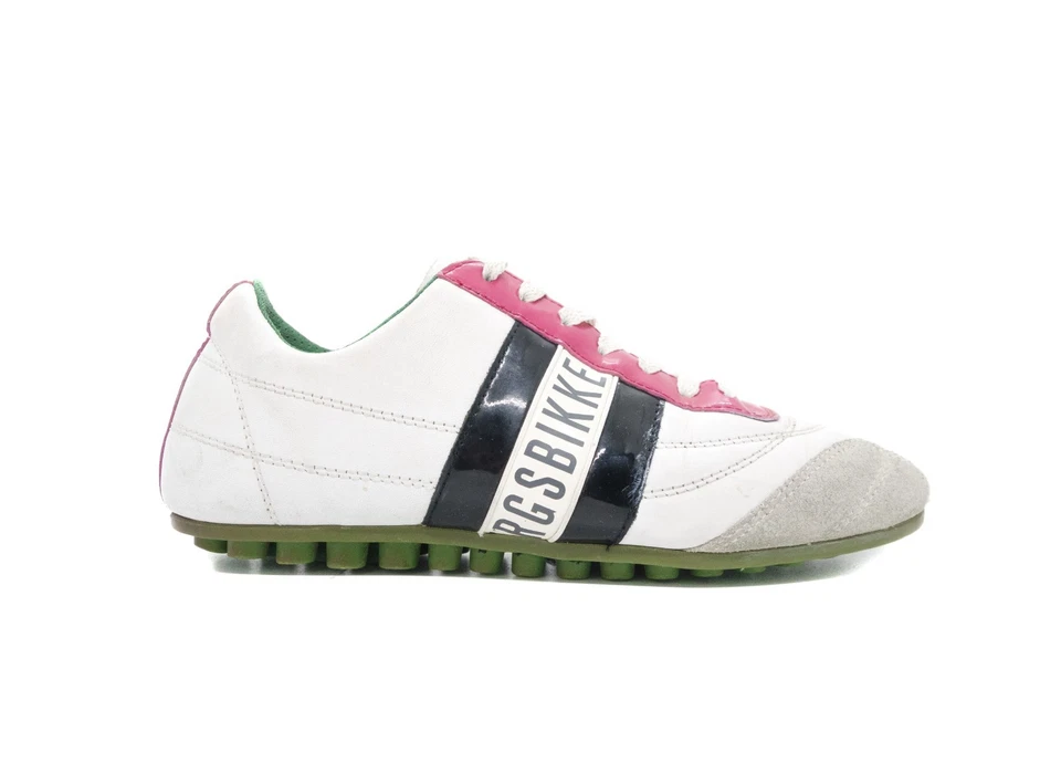 Zapatillas bajas Dirk Bikkembergs fútbol perno Y2K vintage a rayas rosa Foto 2 de 4