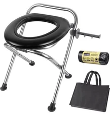 Heavy Duty Stainless Steel Camping 350LBS Camp Toilet Portable for Hiking Travel