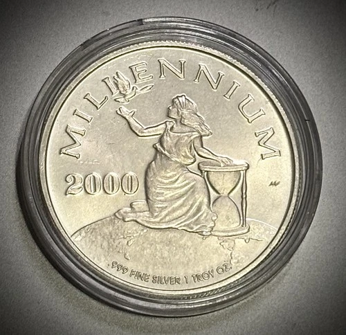 Rare Republic of Liberia Millennium 1oz .999 Fine Silver Coin
