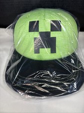 Minecraft Youth OSFM Black / Green Creeper Hat Cap, Adjustable 2019 Free Ship