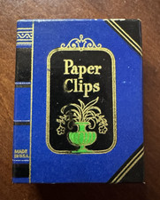 Vintage ~ Dennison's ~ Mini Book Paper Clip Box w/Paper Clips ~ 2 1/4" x 1 3/4"
