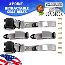 2 Pack Gray Universal 3-point Retractable Seat Belt For Auto Car Van Suv New 2 Pack Gray Universal 3-point Retractable Seat Belt For Auto Car Van Suv New