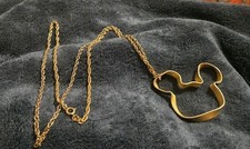 Rare Disney Freeform Mickey Mouse Ears Head Gold Plated Necklace
